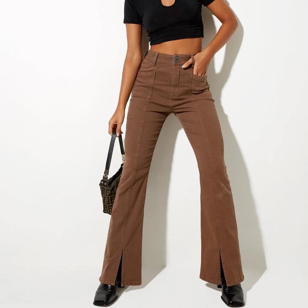 NWT motel rocks brown split seam jeans
